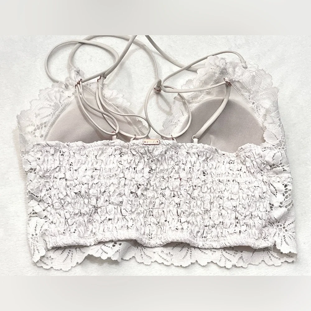 PINK by Victoria’s Secret Women’s White Floral Lace Strappy Wireless Bralette - Picture 8 of 16